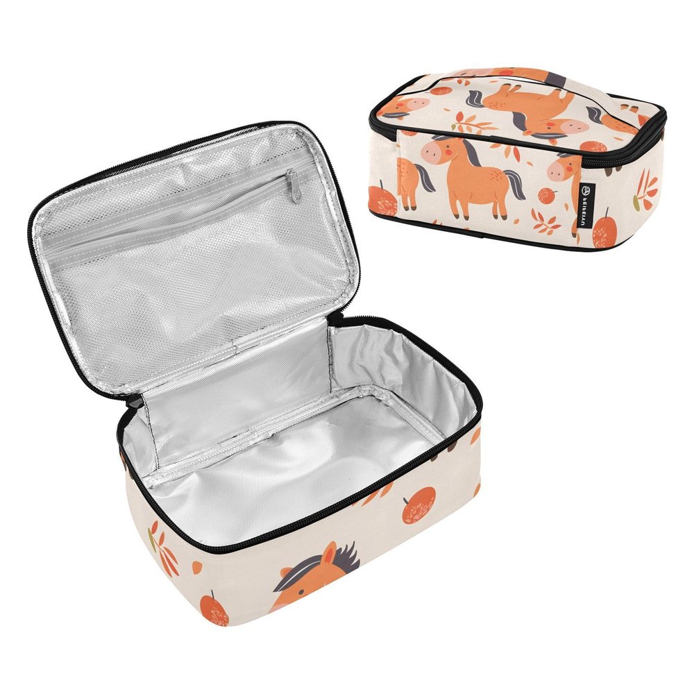 Mnsruu Peach Horse Lunch Bags for Kids and Adults, Insulated Lunch Box, Thermal Cooler Bag for School