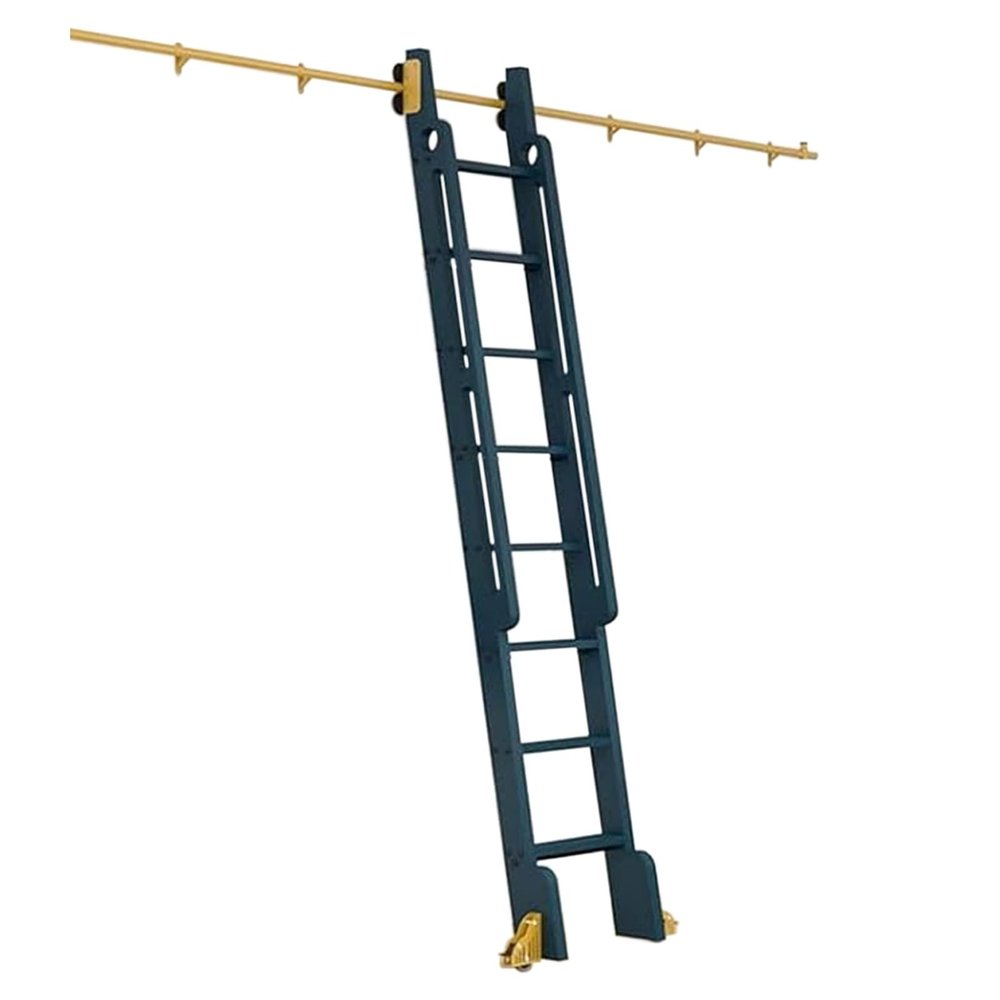MarxaN Rolling Ladder Hardware Kit, Golden Round Rail, 3.3–24 ft (Ladder Not Included)