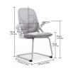 Mesh Office Guest Chair with Flip-Up Armrests, Gray, No Wheels view 3