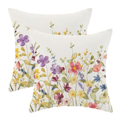 AEIOAE Spring Wildflower Pillow Covers, 20 x 20 in, Set of 2