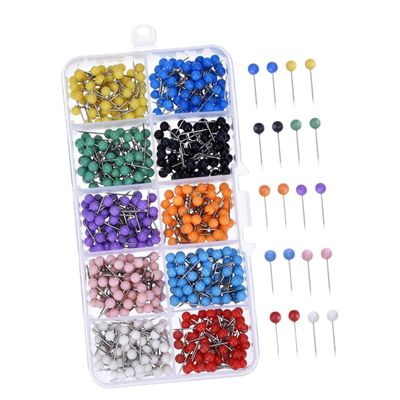 GRIRIW 600-Piece Stainless Steel Pushpins, Classic Thumbtacks for Bulletin Boards, Cork Strips and Cards, Compact and Durable, Random Style