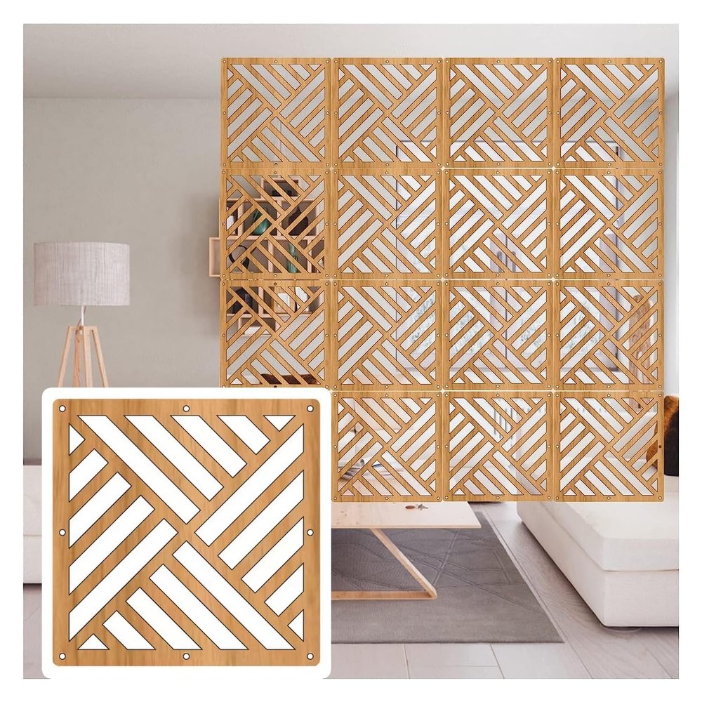 TGDGFKIAS Hanging Room Divider Panel, Waterproof Wood-Plastic Screen for Bedroom, Dining Room & Hotel, 1–100 Pieces Optional (4 Pcs)