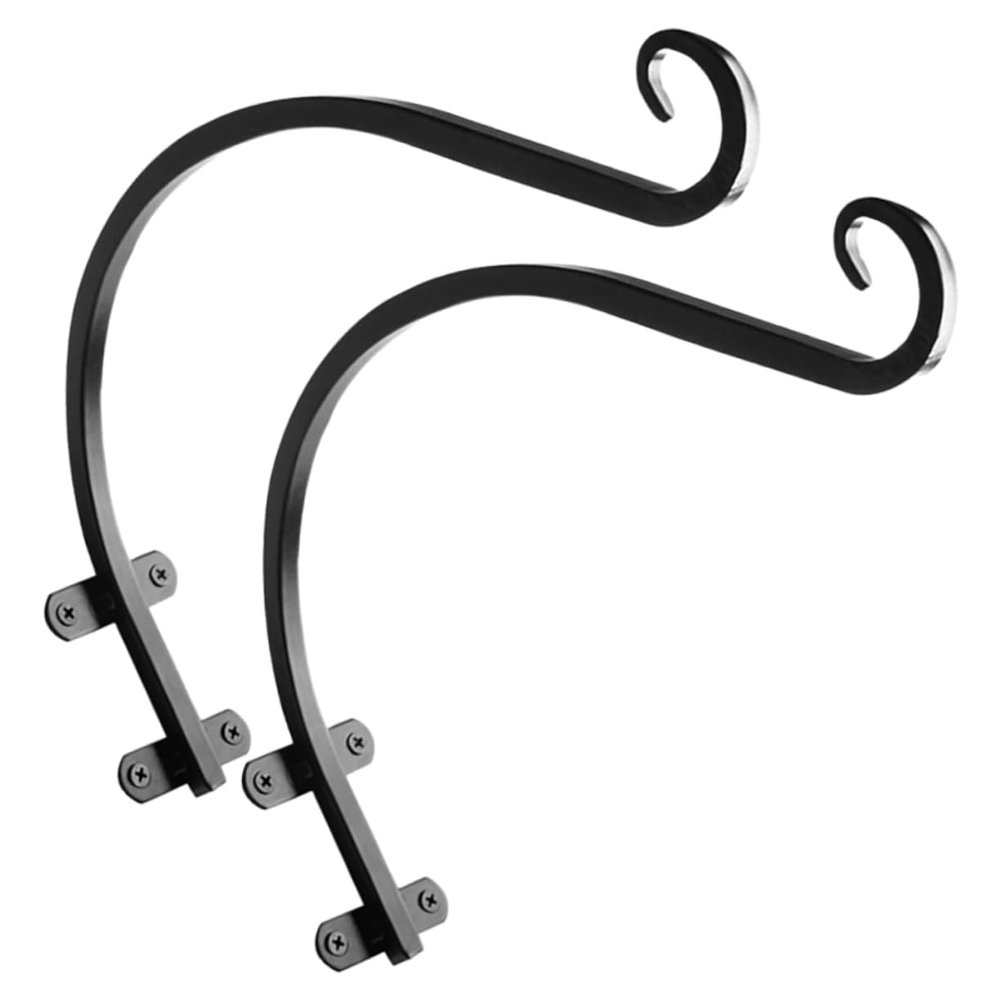 Happyyami Wall Hooks for Hanging Plants, Iron, Black, 2-Pack, Wall-Mounted