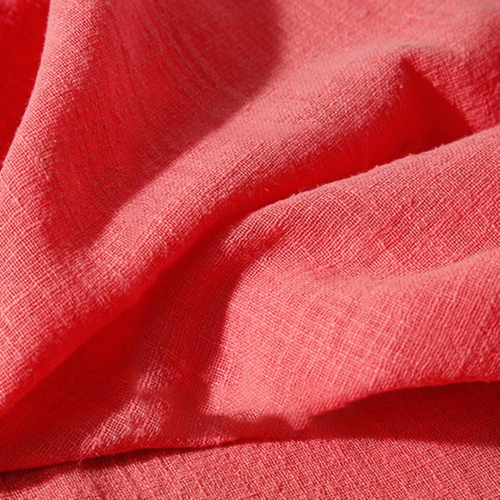 Anevous 100 x 130 cm Cotton Muslin Gauze Fabric by the Meter, Soft Solid Red A