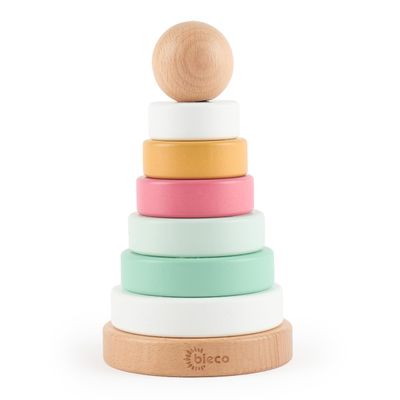 Bieco Baby Berry Stacking Tower | FSC Wood | 19 cm | Peg Toy from 1 Year | 8-Piece Berry Mix