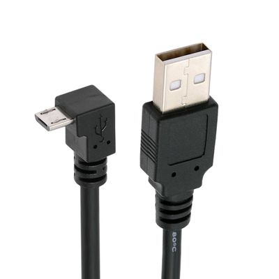 CY 90-Degree Downward-Angled Micro-USB to USB 2.0 Type-A Cable, 100 cm