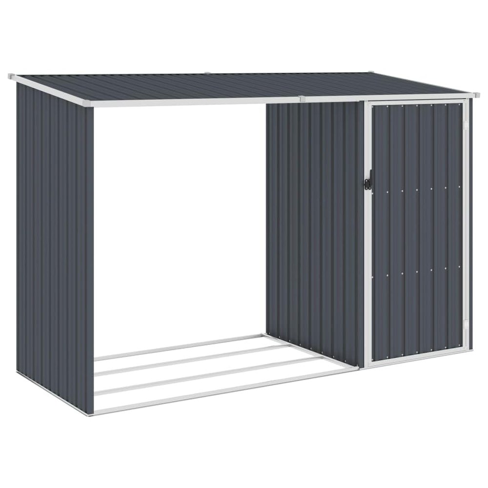 Myheimly Garden Firewood Storage Shed, Anthracite Galvanized Steel, Style B, 245 x 98 x 159 cm
