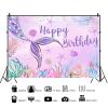 ASDCXZ Mermaid Birthday Photo Backdrop 3 x 2.5 m, Under the Sea Purple Mermaid Tail Princess Party Banner view 2