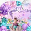 ASDCXZ Mermaid Birthday Photo Backdrop 3 x 2.5 m, Under the Sea Purple Mermaid Tail Princess Party Banner view 3