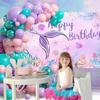 ASDCXZ Mermaid Birthday Photo Backdrop 3 x 2.5 m, Under the Sea Purple Mermaid Tail Princess Party Banner view 4