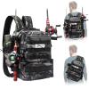 QKTYB Large Fishing Bag with Rod Holder, Waterproof Fishing Backpack, 35 L Heavy-Duty Oxford Fabric, Multiple Pockets, Travel Backpack for Fishing, Hunting, Travel and Hiking (45 × 30 × 25 cm) view 1