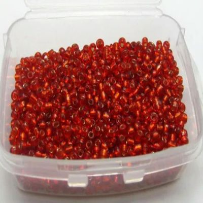 5,000 2 mm (10/0) Red Silver-Lined Beads with Storage Box for Jewelry Making
