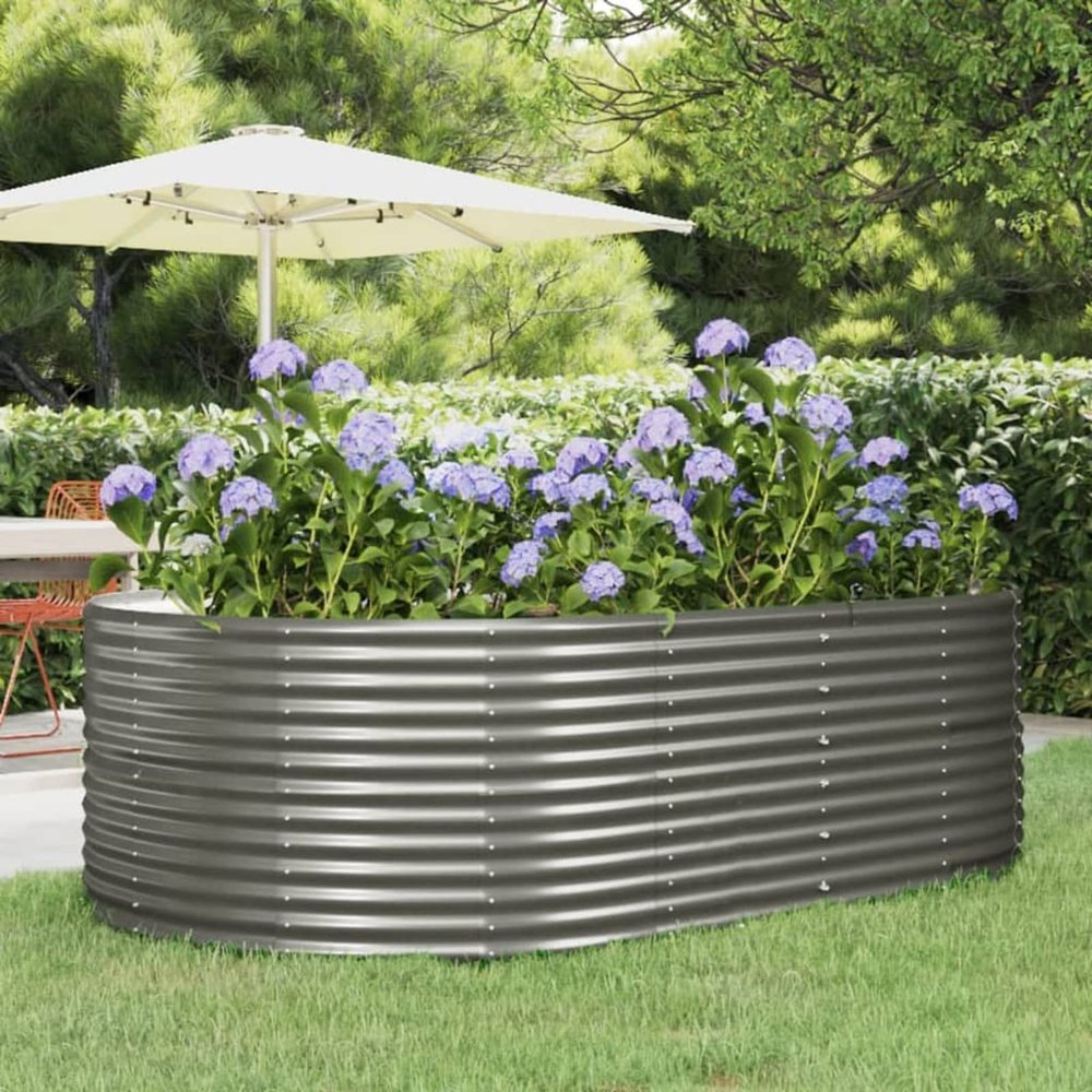 IKAYAA Gray Steel Raised Garden Bed, 212 x 140 x 68 cm