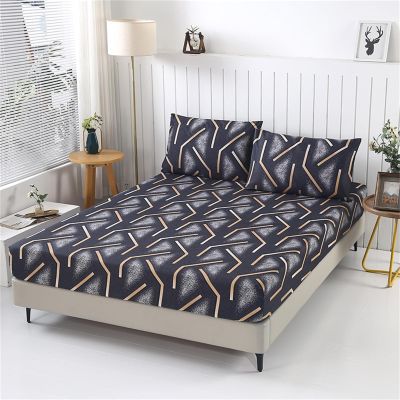 Surwin Non-Slip Abstract Fitted Sheet, Soft Microfiber, 25 cm Pocket Depth, 140 x 190 cm
