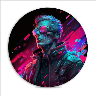 LJSPTU Tech Man Gaming Mouse Pad, Round 20 x 20 cm