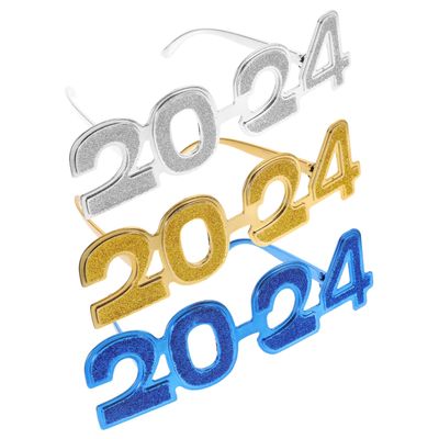 3-Piece 2024 Novelty Glasses, New Year's Eve Party Props