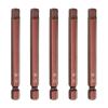 QUARKZMAN 6mm Hex Bit Set, 75mm Length, S2 Steel, 5-Piece, Red view 1