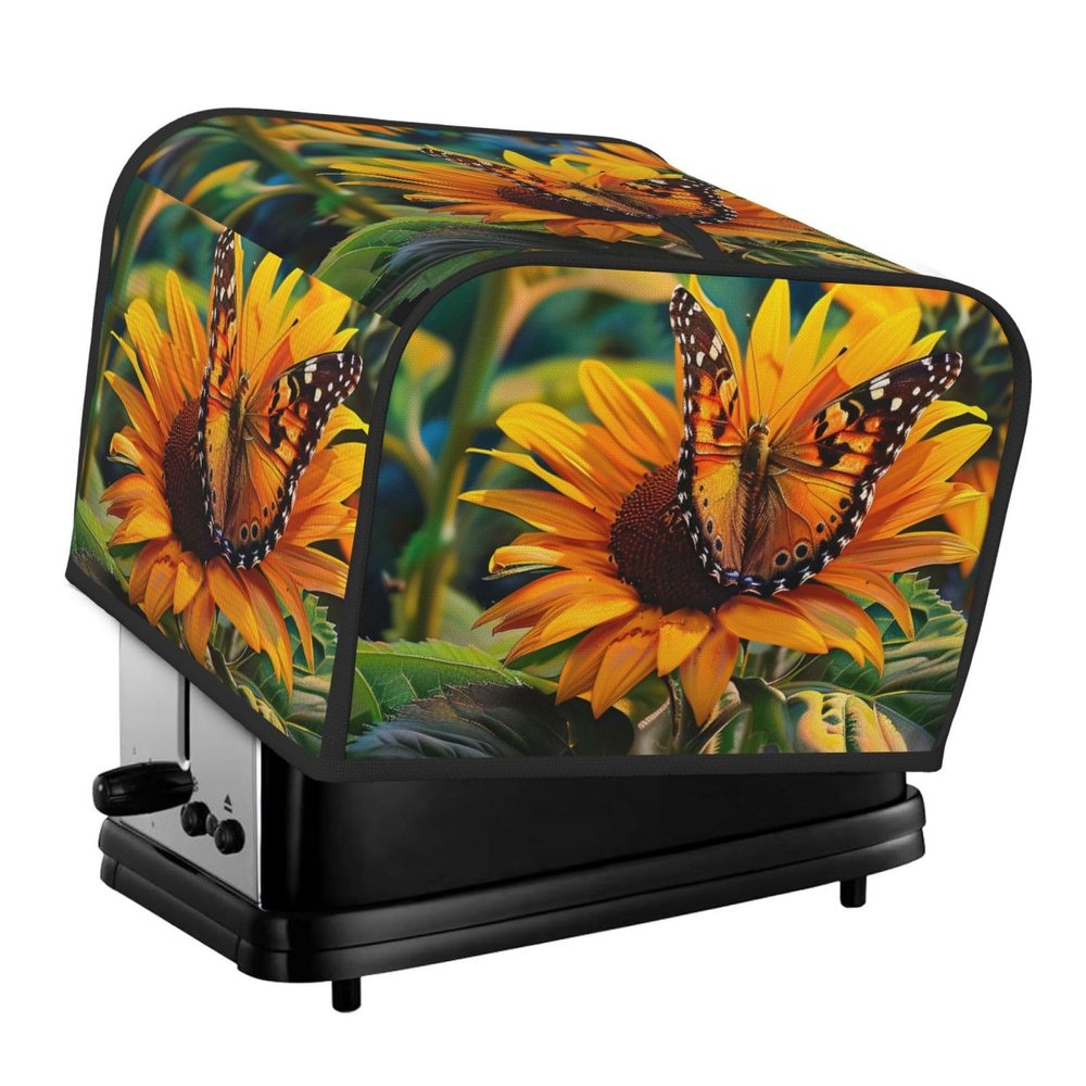 Four-Slice Toaster Cover with Sunflower and Butterfly Print