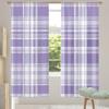 Mexpekil Sheer Curtains, Geometric Purple, Lavender, White Plaid, Semi-Transparent, 140 cm Wide, 2 Panels view 1