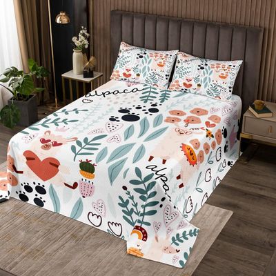 Homewish Kawaii Llama Quilt Set, 170 x 210 cm
