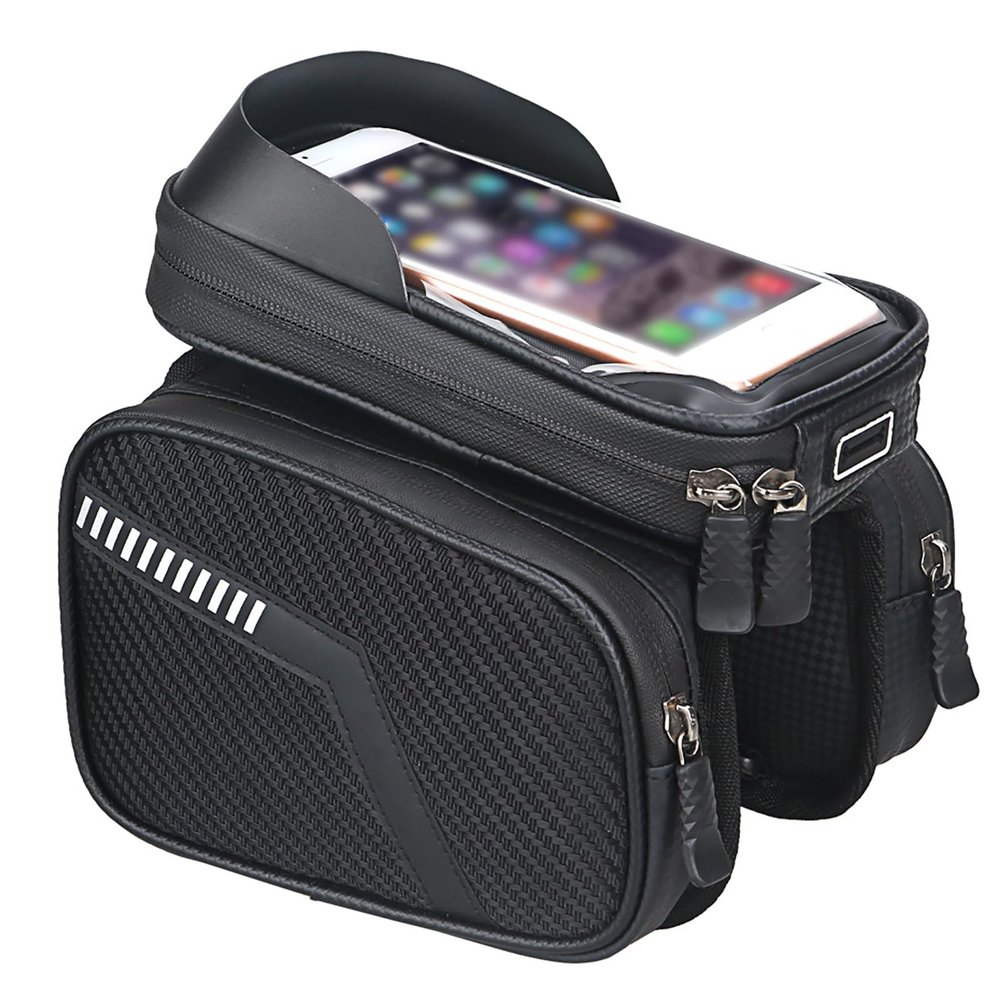 POIBNZ Bicycle Frame Bag for Giant Defy 4, Waterproof Lightweight Bike Bag with TPU Touchscreen, Black