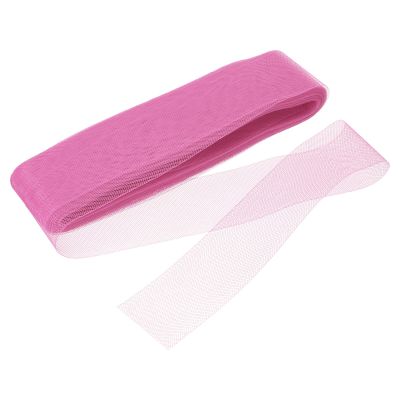 QUARKZMAN 22.86 m x 60 mm Polyester Horsehair Braid, Diamond Mesh Stiff Trim, Light Pink
