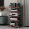 ASumPio 5-Tier Mobile AV Media Stand with Wooden Shelves, Corner Shelf and Audio Tower view 1