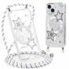 Phoona iPhone 15 Plus Case with Lanyard, MagSafe Compatible, Ash White Stars view 1