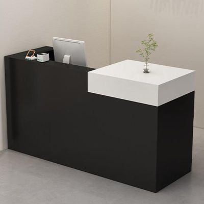 HOLGVE Reception Desk with Lockable Drawer, White, Right, 35.4 in x 90 cm