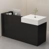 HOLGVE Reception Desk with Lockable Drawer, White, Right, 35.4 in x 90 cm view 1