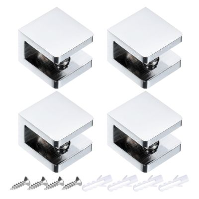 QUARKZMAN Glass Shelf Clips with Screws, Silver