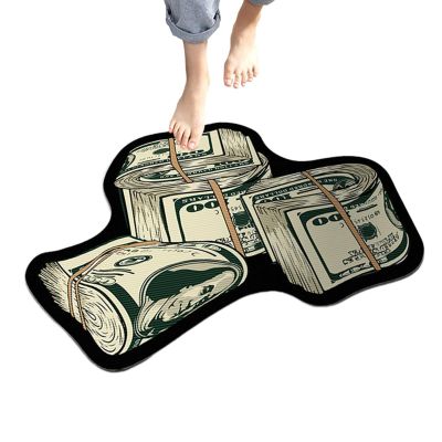 Area Rug with $100 Bill Pattern, Soft Crystal Velvet