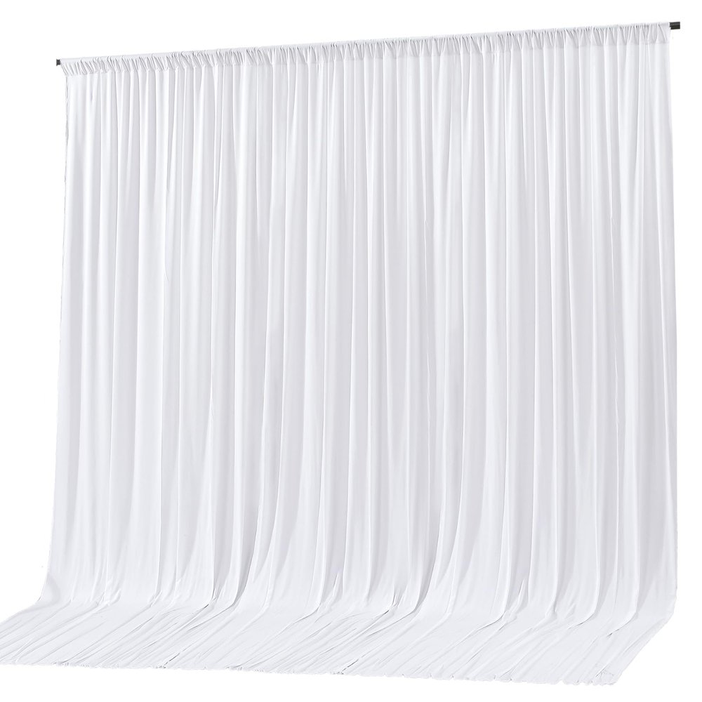 3 x 3 m White Backdrop Curtain for Parties, Wrinkle-Free Polyester Photography Backdrop, Wedding Background, Fabric Curtains for Party Decorations
