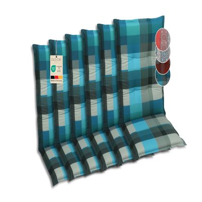 GO-DE Textil Chair Cushions for Medium-Back Garden Chairs, 6-Pack