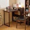 SDCGB Solid Wood Folding Corner Computer Desk with Storage Shelves, Walnut view 2