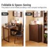 SDCGB Solid Wood Folding Corner Computer Desk with Storage Shelves, Walnut view 4
