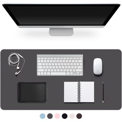 Leather Desk Mat, Non-Slip PU Leather, Large Mouse Pad, Easy to Clean, Dark Gray