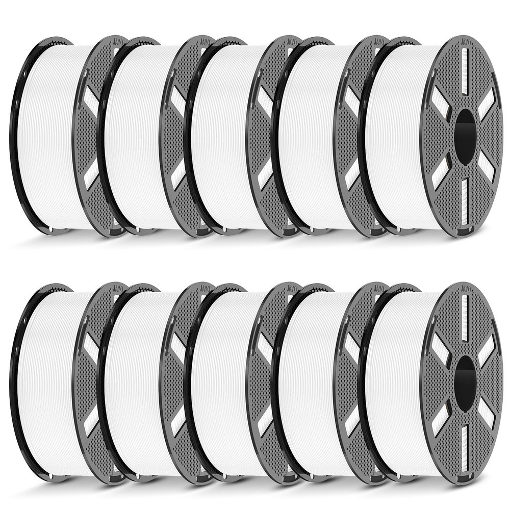 JAYO PLA Filament 1.75mm Bundle, White, 11 kg, Reliable for Beginners