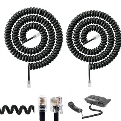 Hawfund RJ9 Telephone Cables for Landline Phones, Black, 1–3 m Uncoiled, 2-Pack
