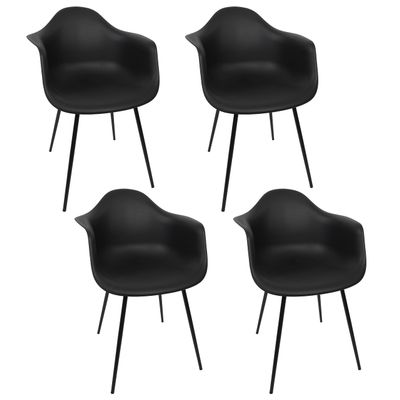 HOME DECO FACTORY 4-Piece Armchair Set, Elegant Design, Optimal Comfort, Black