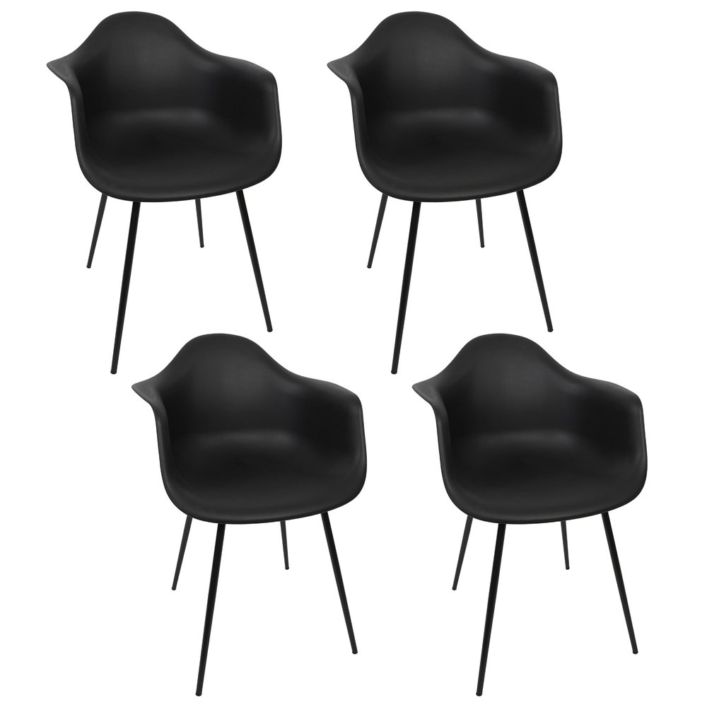 HOME DECO FACTORY 4-Piece Armchair Set, Elegant Design, Optimal Comfort, Black