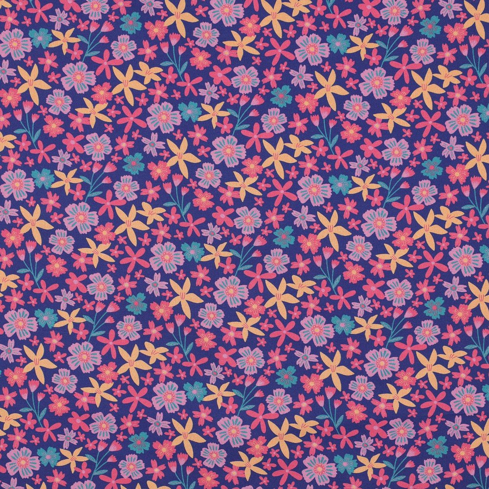VmG-Store 1 m Cotton Fabric for Sewing, 100% Cotton, Pre-Cut, Delicate Flowers BC032