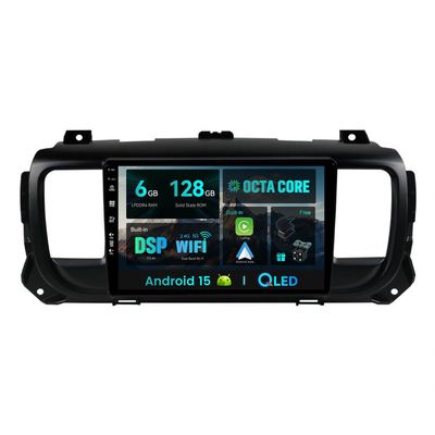 SXAUTO Android 15 6GB+128GB Car Stereo for Citroen Jumpy 3, Peugeot Expert, Toyota Proace and Opel Vivaro (2016–2021), 9-inch 2-DIN