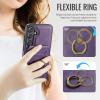 Samsung Galaxy S25 Ultra Leather Wallet Case, MagSafe-Compatible 2-in-1 Magnetic Cover with Stand and Card Holder, Purple view 3