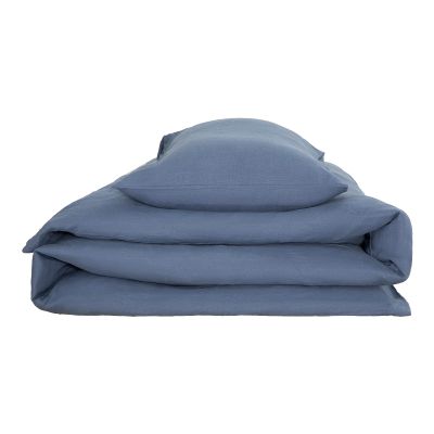 Interior by Hakito 100% Natural Linen Bedding Set – GOTS-Certified, Breathable & Temperature-Regulating (Blueberry, 155 x 220 cm, 80 x 80 cm Pillowcase)