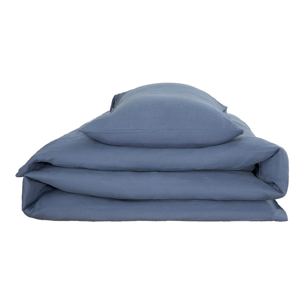 Interior by Hakito 100% Natural Linen Bedding Set – GOTS-Certified, Breathable & Temperature-Regulating (Blueberry, 155 x 220 cm, 80 x 80 cm Pillowcase)
