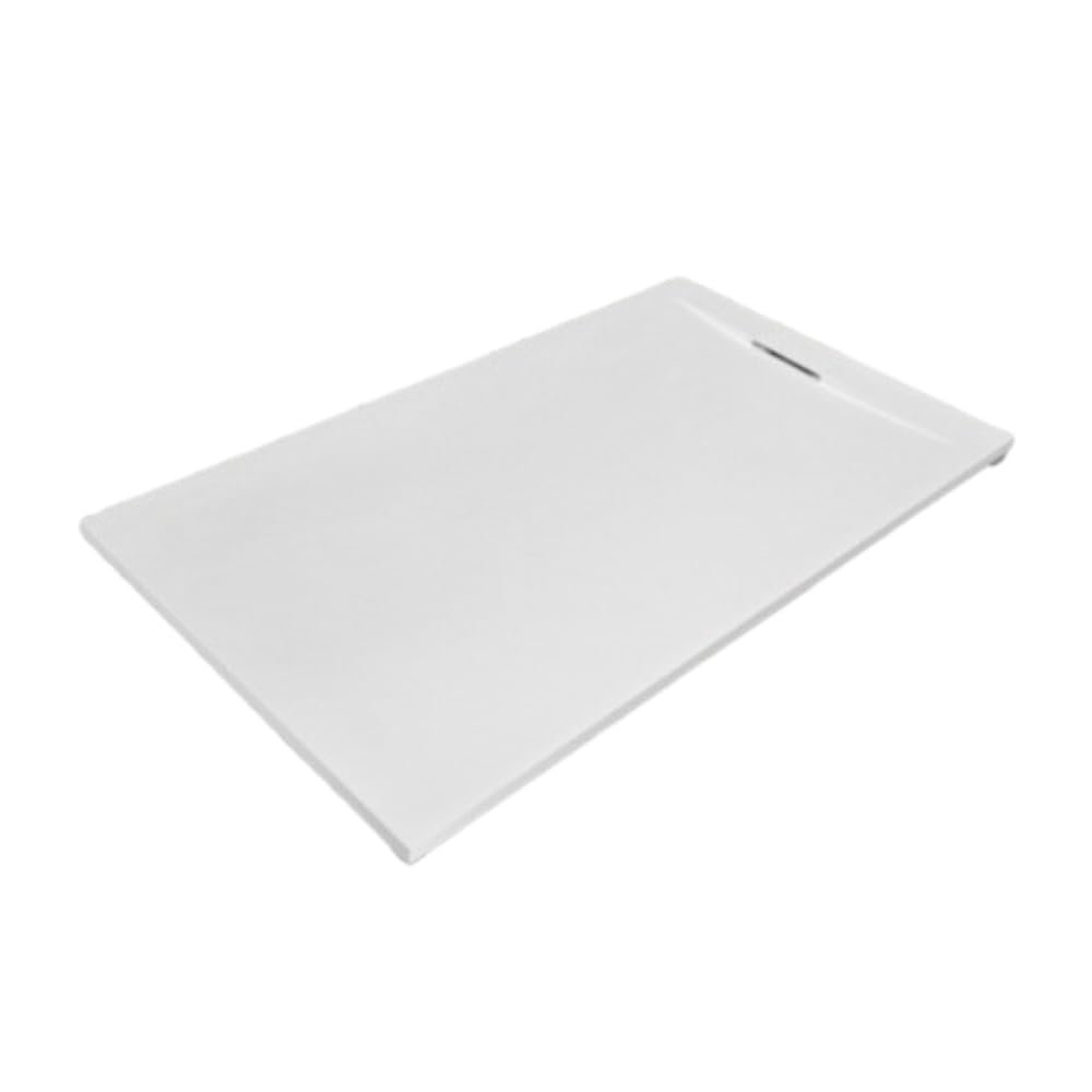 165 x 70 cm White Line Plus Shower Tray, Resin and Marble Dust, with Side Marble-Resin Grille - Frascio