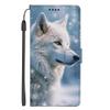 SEHEYA Case for Xiaomi 14T Pro 5G, Flip Wallet Case with Pattern, 3 Card Slots, PU Leather, White Wolf view 2