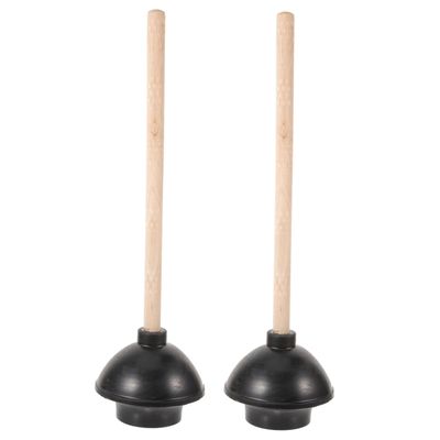 BUGUUYO Reusable Rubber and Wood Toilet Plungers, 2-Pack