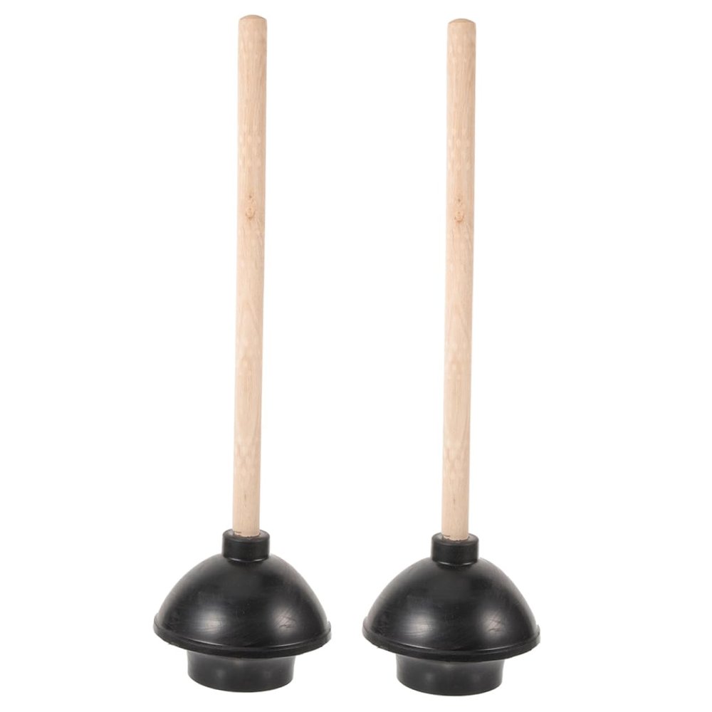 BUGUUYO Reusable Rubber and Wood Toilet Plungers, 2-Pack